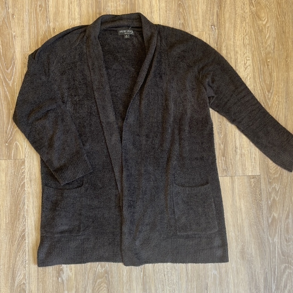 Barefoot Dreams Carbon CozyChic Lite Essential Cable Cardigan. Size Medium